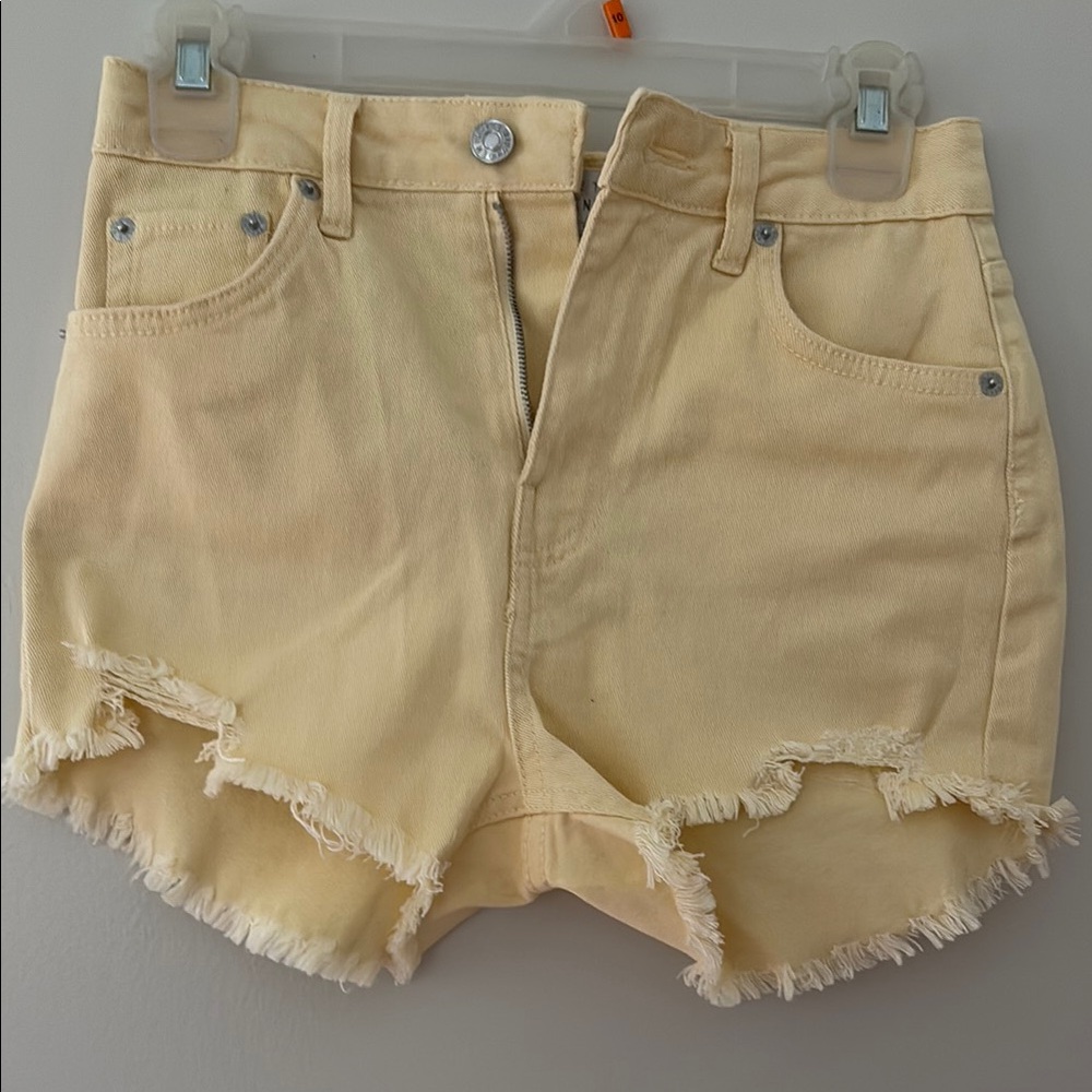 Love Tree Yellow Jean Shorts Frayed Hem
